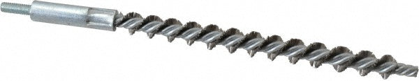 Schaefer Brush 93504 Double Stem/Single Spiral Tube Brush 3/8" Dia, 6-1/4" OAL, Stainless Steel Bristles