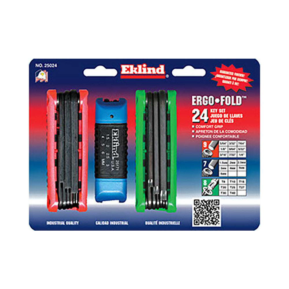 Eklind 25024 Torx Key Set 24 Pc, Fold-Up Handle, T8 to T30