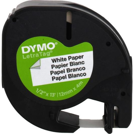 Dymo 10697 Label Maker Label Black on White, Paper, 156" OAL, 1/2" OAW