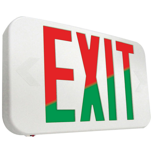 Cooper Lighting APX7RG Illuminated Exit Sign 1 & 2 Face, Field Selectable Red or Green Face, 3 Watt, White, Thermoplastic, LED