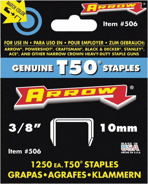 Arrow 50624 High Carbon Steel Heavy-Duty Staple 3/8" Leg Length