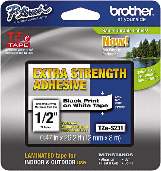 Brother TZES231G Tape Cassette 1/2" x 26', Paper & Plastic, White