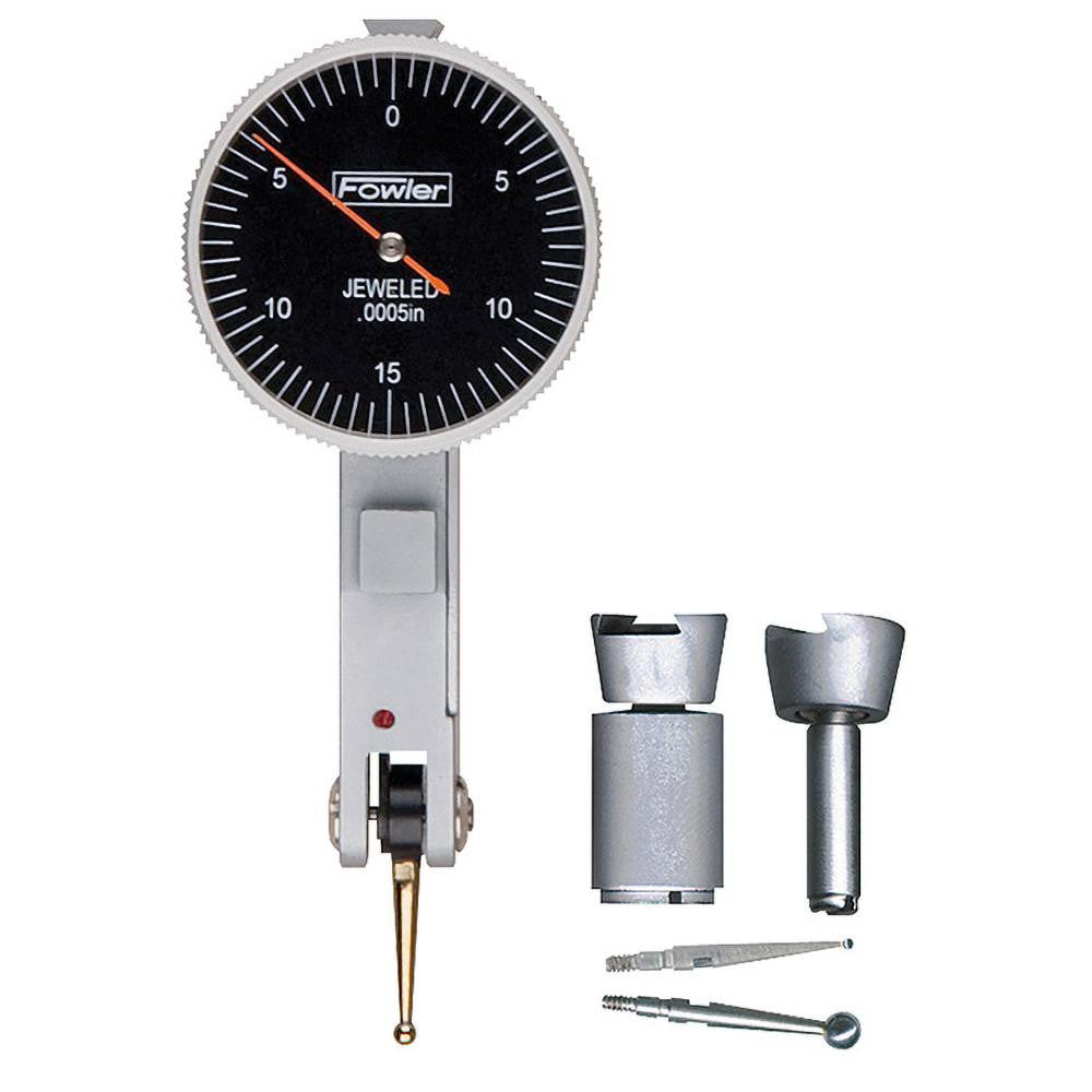 Fowler 52-562-778-0 Horizontal Dial Test Indicator 0.0300" Max, 0-15-0 Dial Reading, 0.000500" Accuracy