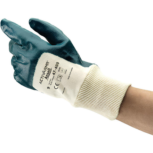Ansell 205930 Series 47-400 General Purpose Work Gloves Small, Nitrile-Coated Interlock Knit