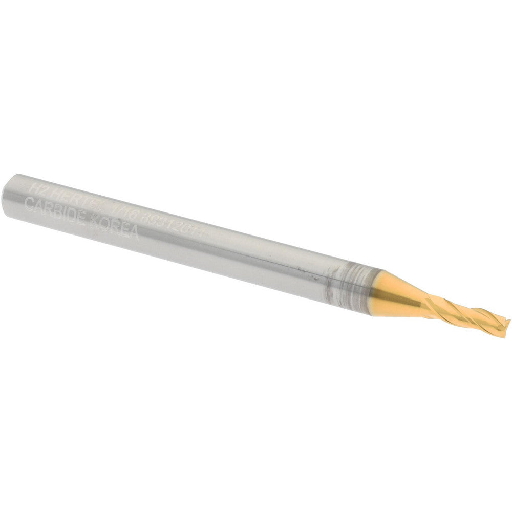 Hertel 89312011 Square End Mill 1/16" Dia, 3/16" LOC, 3 Flute, Solid Carbide