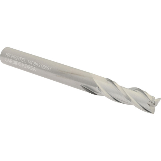 Hertel 89318851 Square End Mill 1/4" Dia, 3/4" LOC, 3 Flute, Solid Carbide