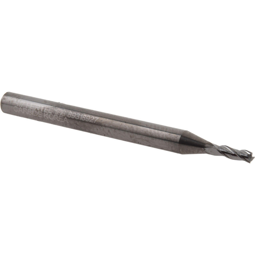 Hertel 89318927 Square End Mill 1/16" Dia, 3/16" LOC, 3 Flute, Solid Carbide