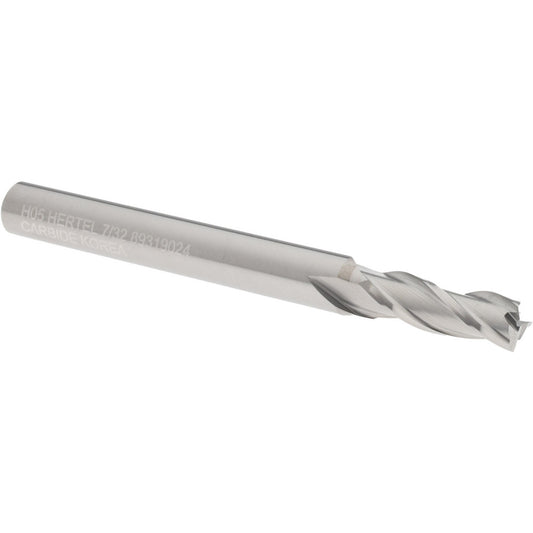 Hertel 89319024 Square End Mill 7/32" Dia, 5/8" LOC, 3 Flute, Solid Carbide