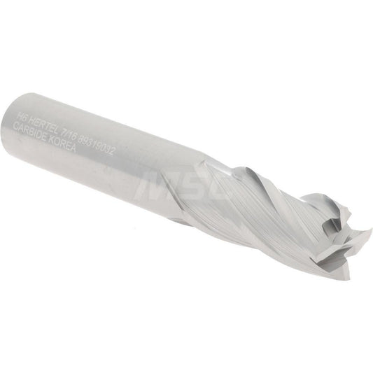 Hertel 89319032 Square End Mill 7/16" Dia, 1" LOC, 4 Flute, Solid Carbide