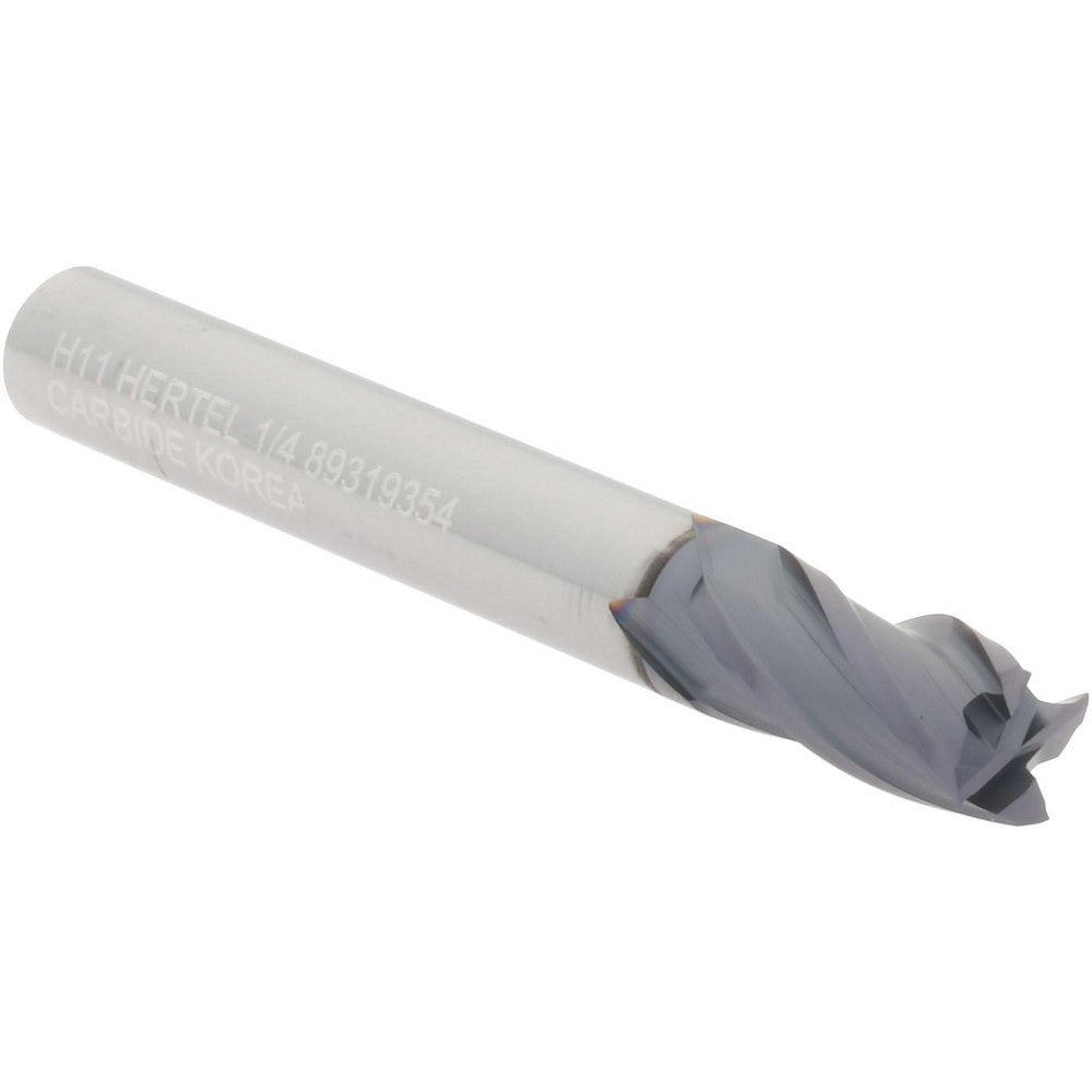 Hertel 89319354 Square End Mill 1/4" Dia, 1/2" LOC, 4 Flute, Solid Carbide