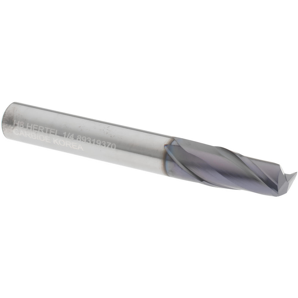 Hertel 89319370 Square End Mill 1/4" Dia, 1/2" LOC, 2 Flute, Solid Carbide