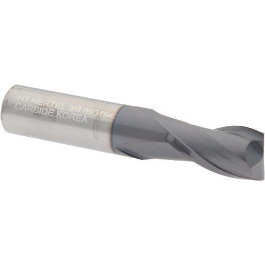 Hertel 89319404 Square End Mill 3/8" Dia, 5/8" LOC, 2 Flute, Solid Carbide