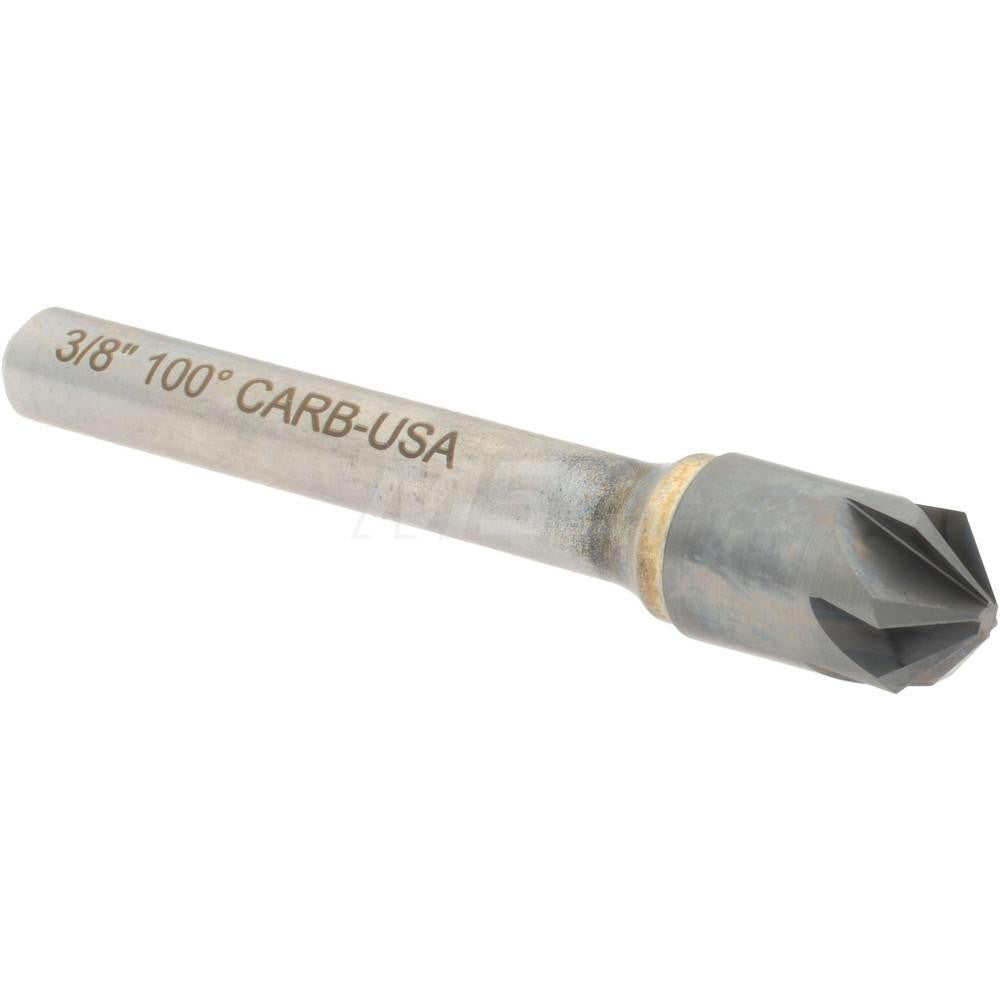 Hertel 336-005080 Countersink 3/8" Head Dia, 100.00 deg Included Angle, 6 Flute, Solid Carbide, Right Hand Cut