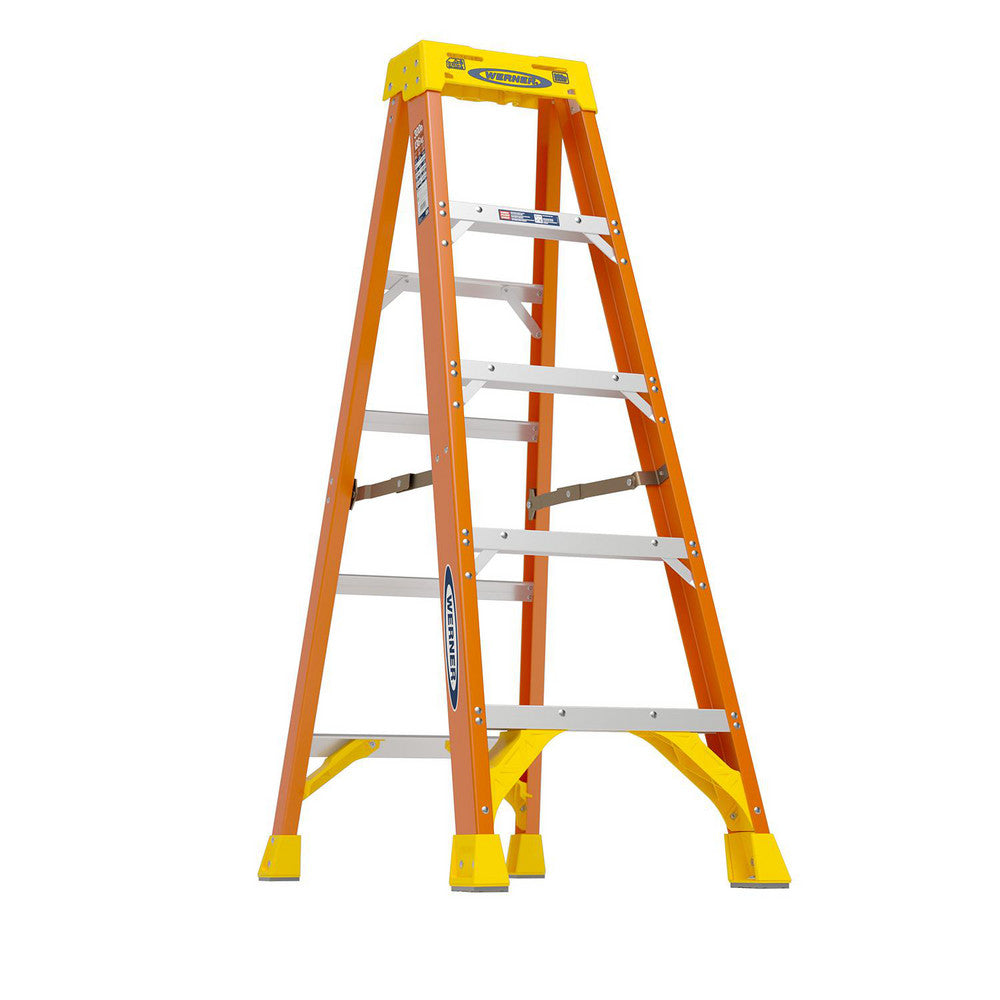 Werner 6205 4 Step Fiberglass Foldable Step Ladder Type IA 300 lb Capacity 5' Height