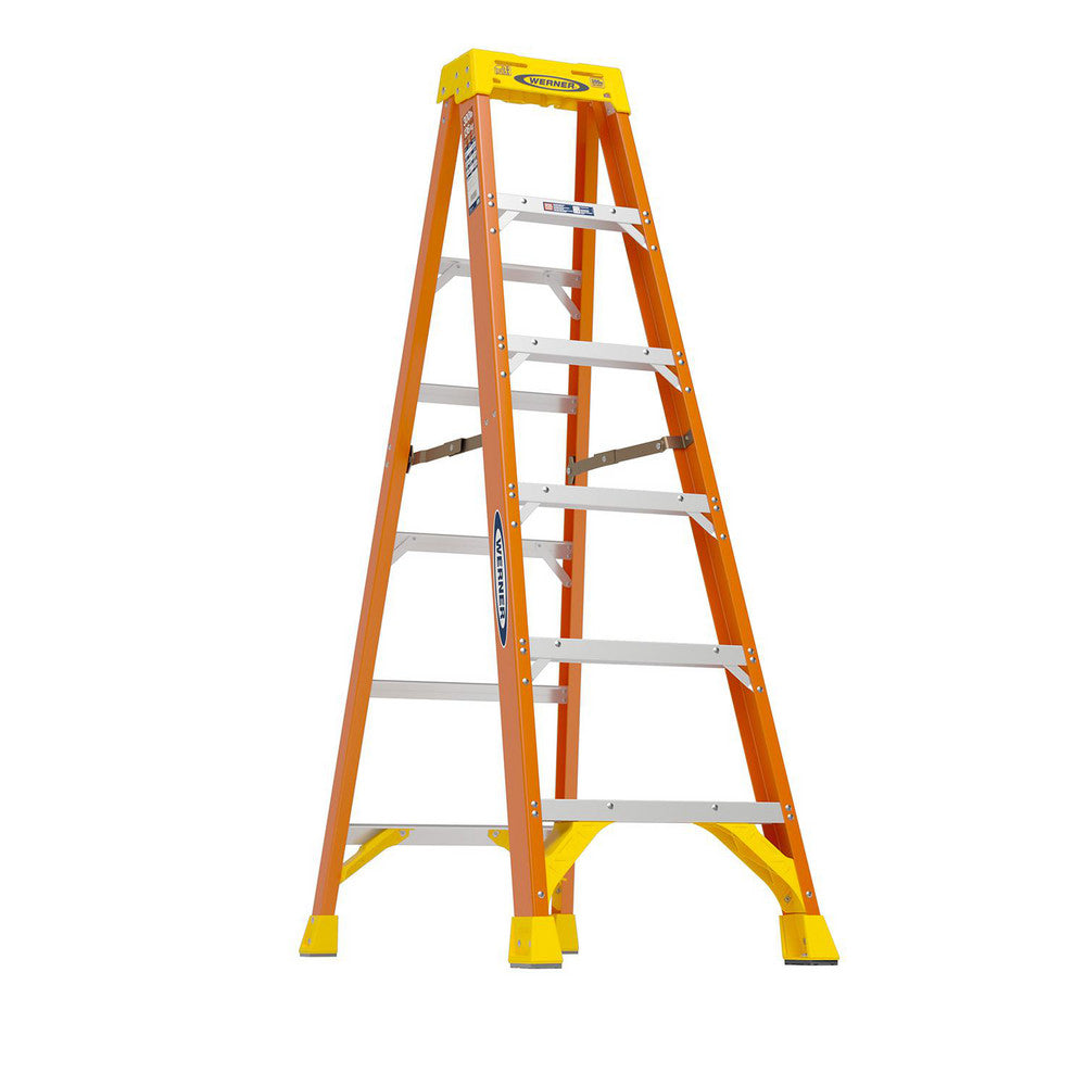 Werner 6206 5 Step Fiberglass Foldable Step Ladder Type IA 300 lb Capacity 6' Height