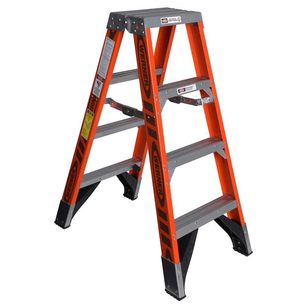 Werner T7404 3 Step Fiberglass Foldable Step Ladder Type IAA 375 lb Capacity 4' Height