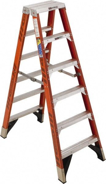 Werner T7406 5 Step Fiberglass Foldable Step Ladder Type IAA 375 lb Capacity 6' Height
