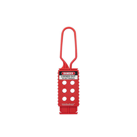 PRO-SAFE BD-K42 Lockout Hasps Hasp Type Scissor-Action  Jaw Type Single  Maximum Number of Padlocks 6  Material Nylon  Color Red  Inside Jaw Diameter 2.5in