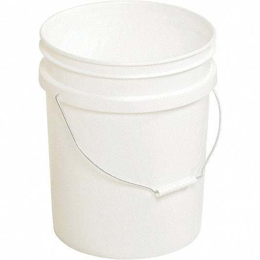 Vestil PAIL-54-PWS Buckets & Pails Capacity 5 gal (US) Body Material Plastic Style Single Pail Shape Round Color White Handle Yes Lid No Lid For Use With Storage Shipping Handle Material Steel Height (mm) 11.9375 in Container Size Compatibility (Gal.)