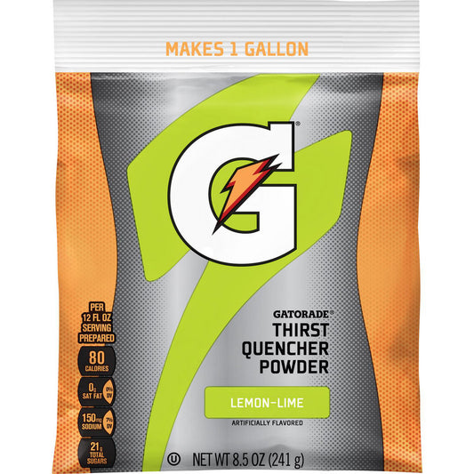 Gatorade 03956 Activity Drink 8.5 oz, Packet, Lemon-Lime, Powder, Yields 1 gal