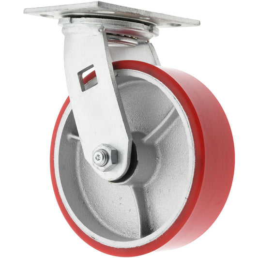 Value Collection VES6X2MOP Swivel Top Plate Caster Polyurethane, 6" Wheel Dia, 2" Wheel Width, 1,200 lb Capacity, 7-1/2" OAH