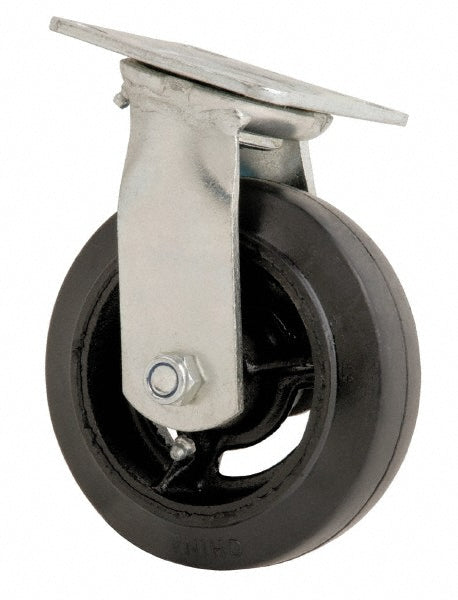 Fairbanks E-29-6-RT Swivel Top Plate Caster Rubber, 6" Wheel Dia, 2" Wheel Width, 500 lb Capacity, 7-1/2" OAH