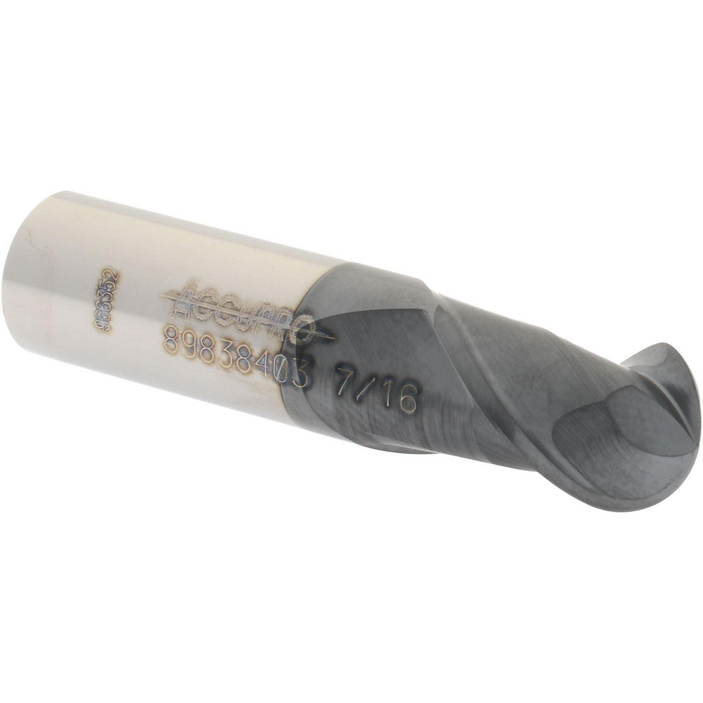 Accupro 89838403 Ball End Mill 0.4375" Dia, 0.625" LOC, 2 Flute, Solid Carbide