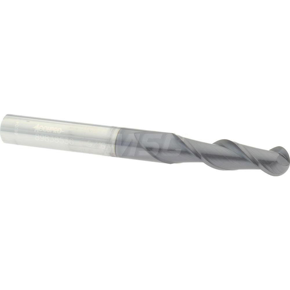 Accupro 89838536 Ball End Mill 0.3125" Dia, 1.125" LOC, 2 Flute, Solid Carbide