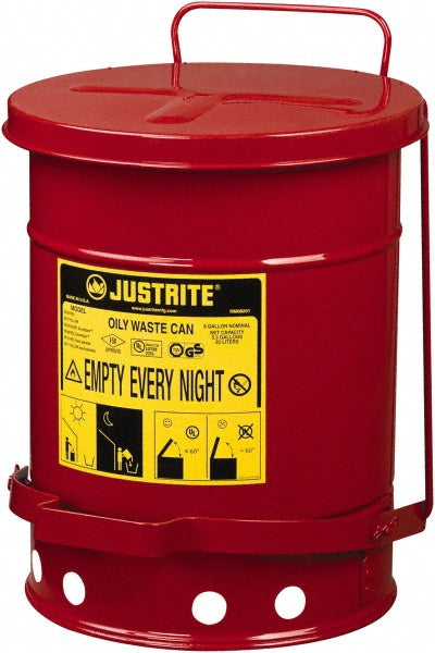 Justrite Mfg. Company 09100 6 Gallon Capacity, Galvanized Steel Disposal Can