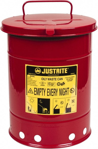 Justrite Mfg. Company 09110 6 Gallon Capacity, Galvanized Steel Disposal Can