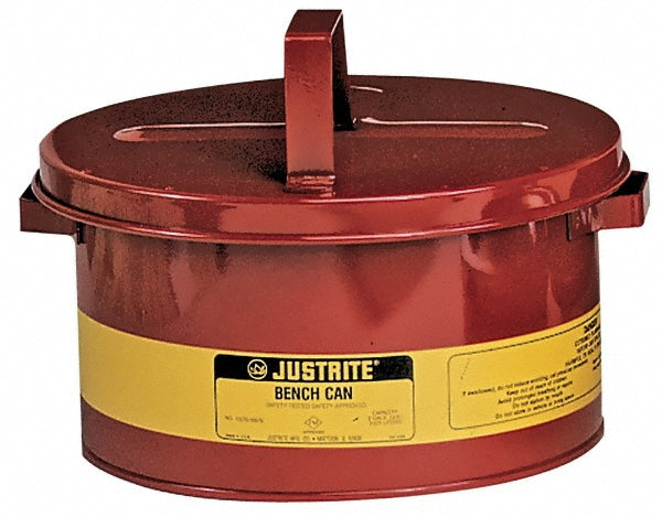 Justrite Mfg. Company 10375 1 Gallon Capacity, Coated Steel, Red Bench Can
