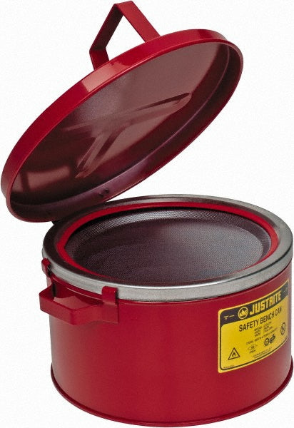 Justrite Mfg. Company 10575 2 Gallon Capacity, Coated Steel, Red Bench Can