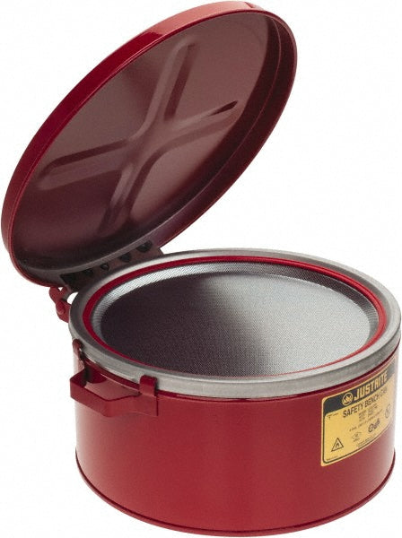 Justrite Mfg. Company 10775 3 Gallon Capacity, Coated Steel, Red Bench Can
