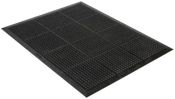 Wearwell 454.12X3X4BK Anti-Fatigue Mat 4' Long, 3' Wide, 1/2 Thick, Natural Rubber, Beveled Edges, Medium-Duty