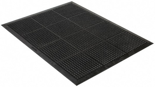 Wearwell 454.12X3X4BK Anti-Fatigue Mat 4' Long, 3' Wide, 1/2 Thick, Natural Rubber, Beveled Edges, Medium-Duty