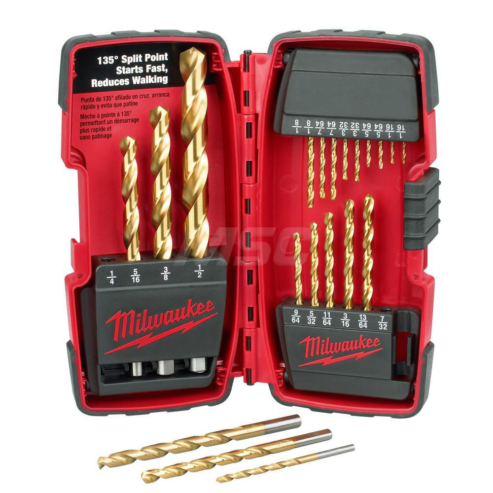 Milwaukee Tool 48-89-1105 Drill Bit Set Jobber Length Drill Bits & Maintenance Length Drill Bits, 20 Pc, 135 &deg, Steel