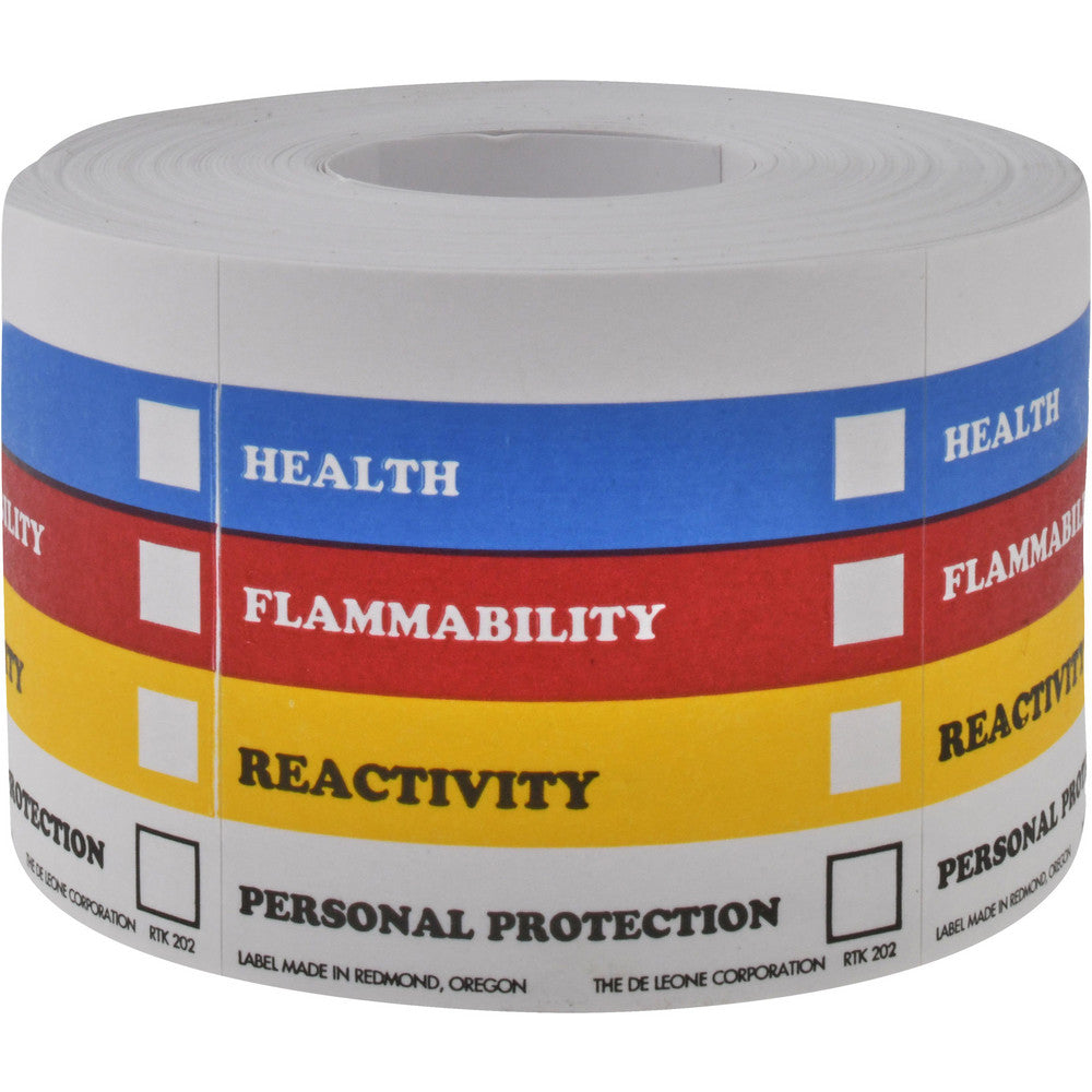 DE LEONE CORPORATION RTK202 Health, Flammability, Reactivity, Personal Protection Shipping Label
