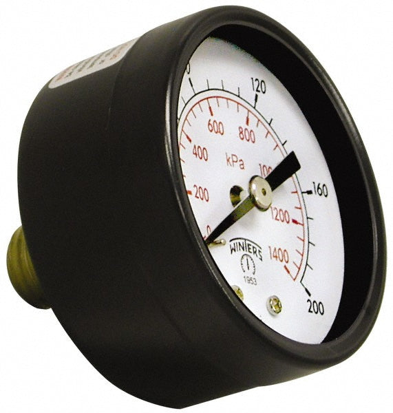 Winters PEM1421 Pressure Gauge 1-1/2" Dial, 0 to 160 psi, 1/8" Thread, NPT, Center Back Mount