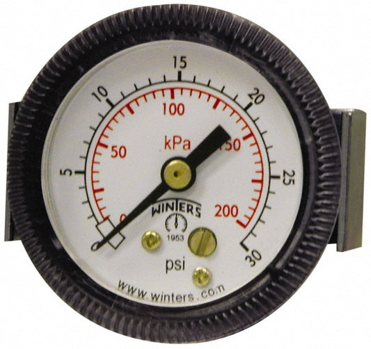 Winters P9U901426UC Pressure Gauge 2" Dial, 0 to 200 psi, 1/8" Thread, NPT, U-Clamp Panel & Center Back Mount