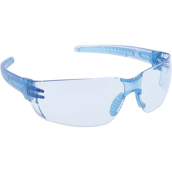MCR Safety HK213PF Safety Glasses Anti-Fog, Polycarbonate, Blue Lenses, Frameless