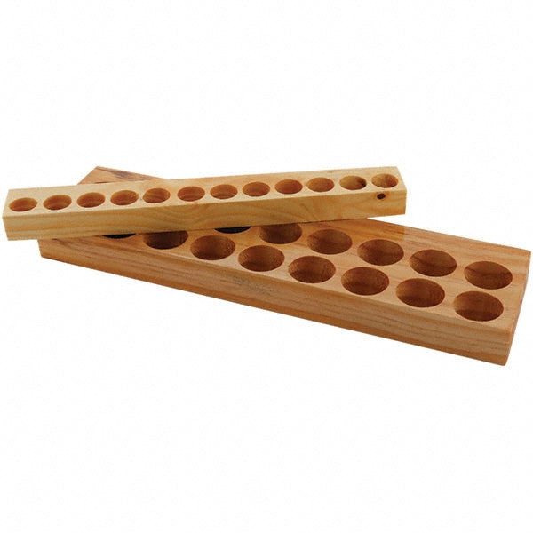 Techniks 04286 Collet Racks & Trays Collet Series ER16  Number of Collets Held 10  Material Wood  Overall Length 11in  Length (Inch) 11 11in  Width (Inch) 1-3/8