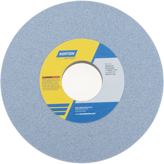 Norton 66253262502 Surface Grinding Wheel 12" Dia, 1" Thick, 3" Hole, 46 Grit, K Hardness