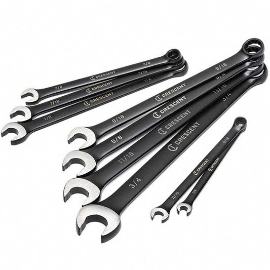 Crescent CCWS9BS Combination Wrench Set 9 Pc, 1/2" 1/4" 11/16" 3/4" 3/8" 5/16" 5/8" 7/16" & 9/16" Wrench, Inch