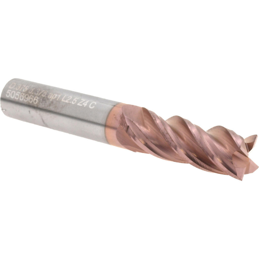 Iscar 3398283 Square End Mill 3/8" Dia, 1/2" LOC, 4 Flute, Solid Carbide