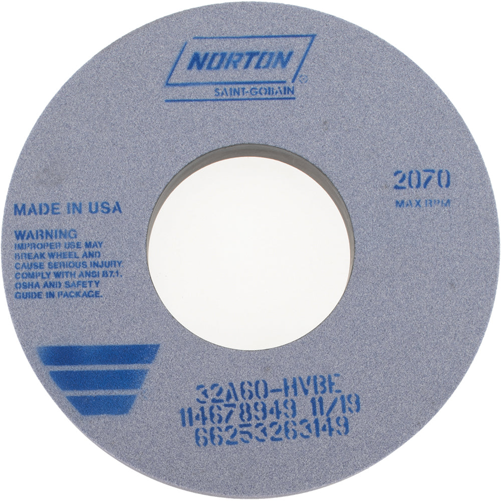 Norton 66253263149 Surface Grinding Wheel 12" Dia, 1-1/2" Thick, 5" Hole, 60 Grit, H Hardness