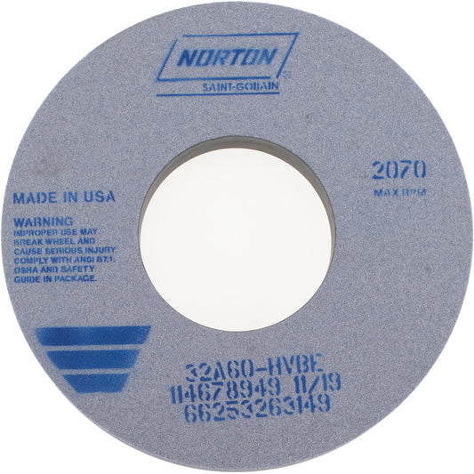 Norton 66253263149 Surface Grinding Wheel 12" Dia, 1-1/2" Thick, 5" Hole, 60 Grit, H Hardness