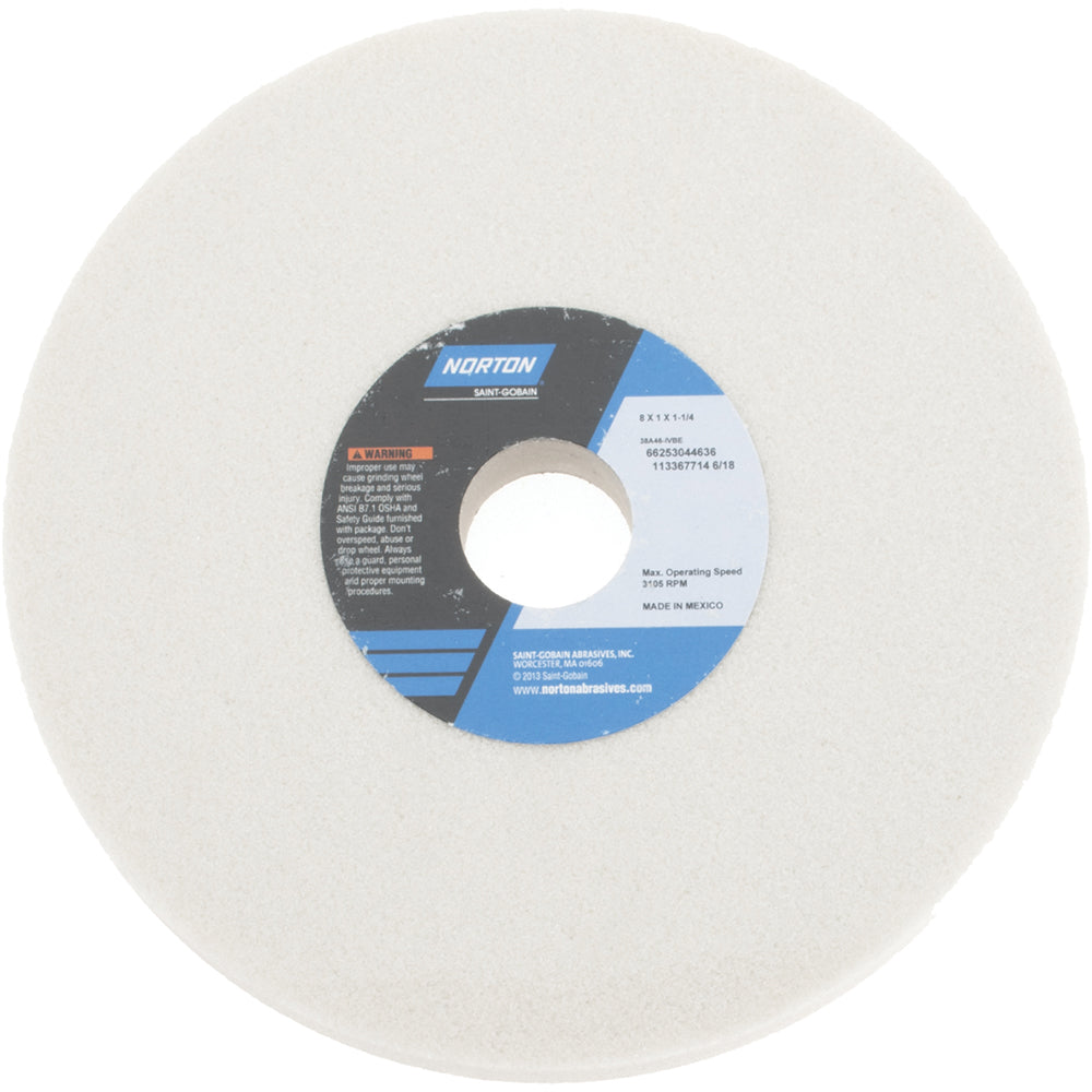 Norton 66253044636 Surface Grinding Wheel 8" Dia, 1" Thick, 1-1/4" Hole, 46 Grit, I Hardness