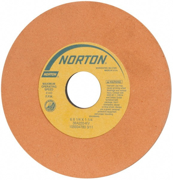 Norton 66252835765 Surface Grinding Wheel 6" Dia, 1/4" Thick, 1-1/4" Hole, 220 Grit, K Hardness