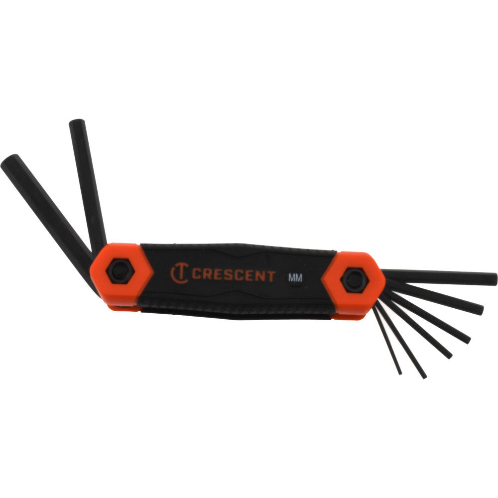 Crescent CHKFM8 Hex Key Sets Tool Type Hex Key  Handle Type Folded  Measurement Type Metric  Hex Size 1.5 - 8 mm  Hex Size Range (mm) 1.5 - 8  Container Type Plastic Bench Stand