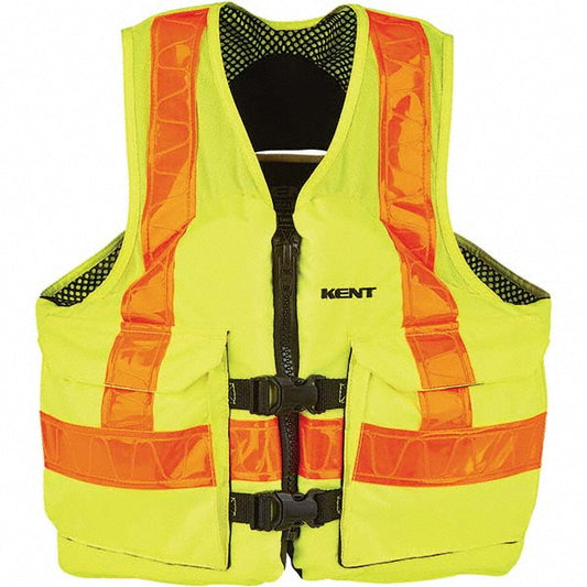 Kent 150800-410-060-23 Life Jackets & Vests Type Mesh Deluxe Vest  Size 2X-Large  Material Retroreflective  Minimum Buoyancy (lbs) 15.5 (Pounds) USCG Rating 3  Color Yellow